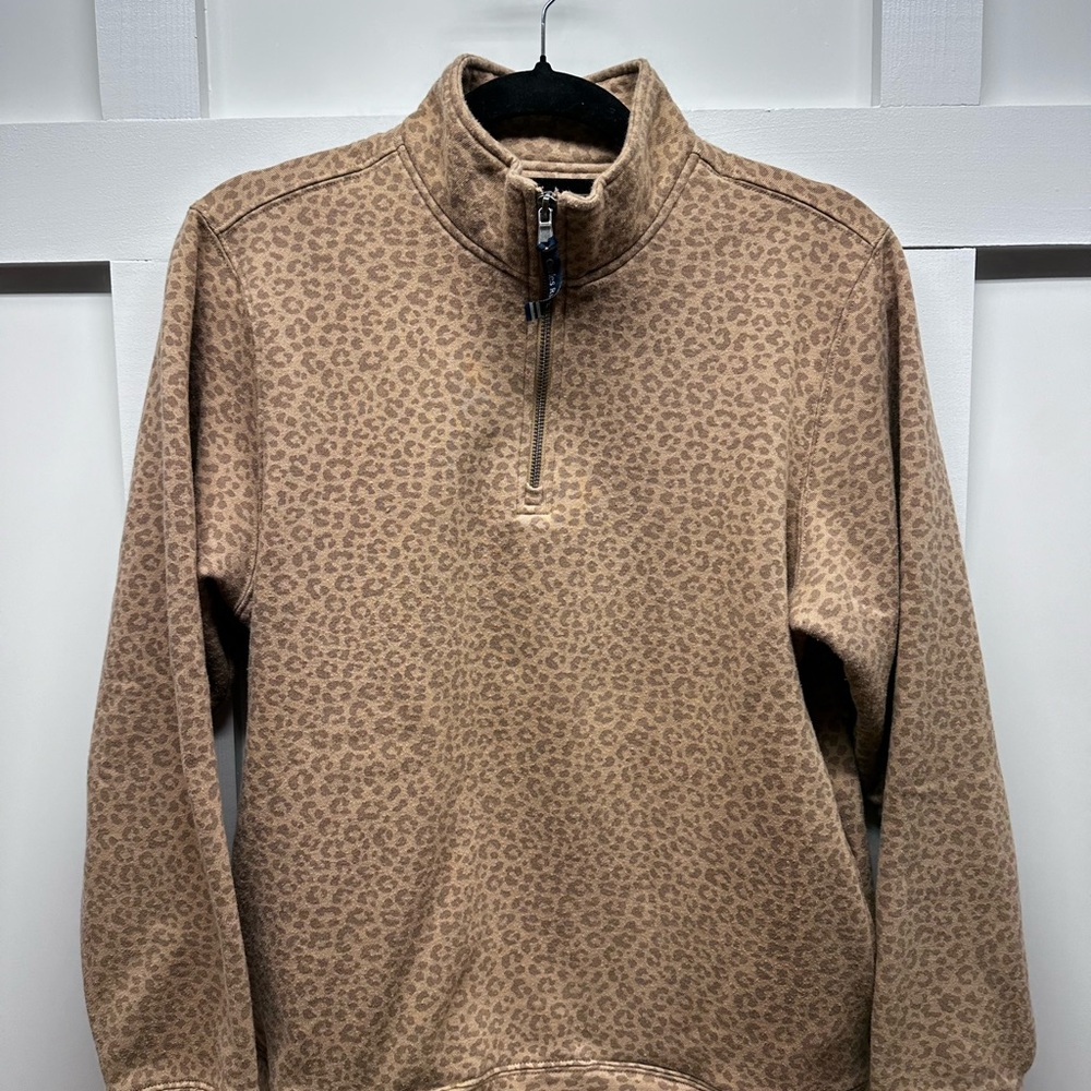 Leopard Print Quarter-Zip Sweater for Men